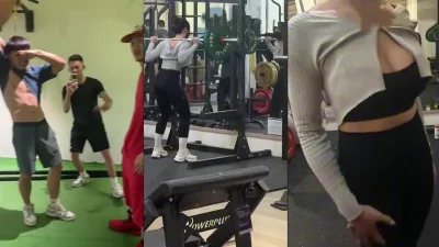 太会玩了，健身房肌肉猛男搭讪少妇，带回去玩群P，还搭讪成功了封面图